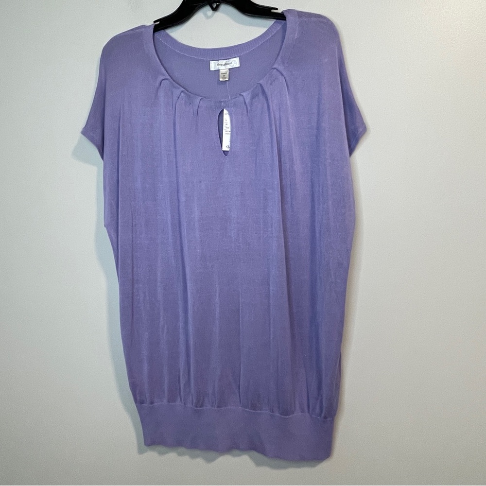 dressbarn Purple Lavender Eyehole Cap Sleeve Lightweight Sweater Blouse